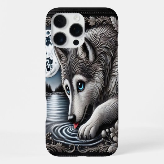 Witte Wolf's Rustige Weerspiegeling iPhone Hoesje (Achterkant)