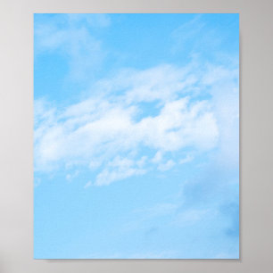 Witte wolk op blauwe achtergrond poster