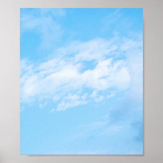 Witte wolk op blauwe achtergrond poster (Voorkant)