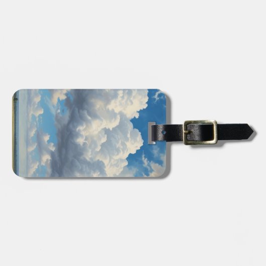 Witte wolken en heldere blauwe lucht bagagelabel (Voorkant horizontaal)
