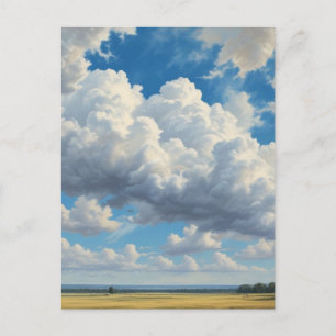 Witte wolken en heldere blauwe lucht briefkaart