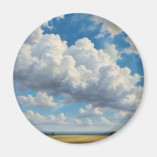 Witte wolken en heldere blauwe lucht magneet (Voorkant)