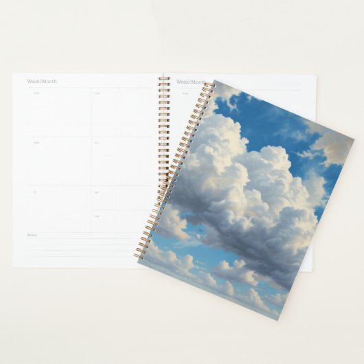 Witte wolken en heldere blauwe lucht planner (Display)
