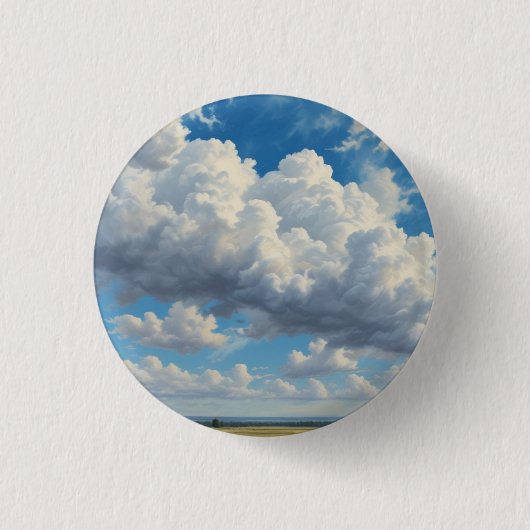 Witte wolken en heldere blauwe lucht ronde button 3,2 cm (Voorkant)