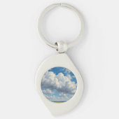 Witte wolken en heldere blauwe lucht sleutelhanger (Voorkant)