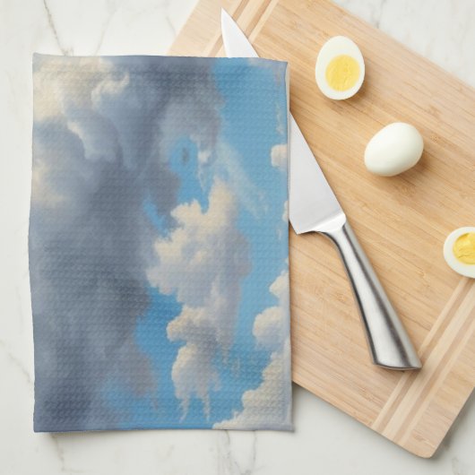 Witte wolken en heldere blauwe lucht theedoek (Quarter Fold)