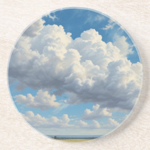 Witte wolken en heldere blauwe lucht zandsteen onderzetter