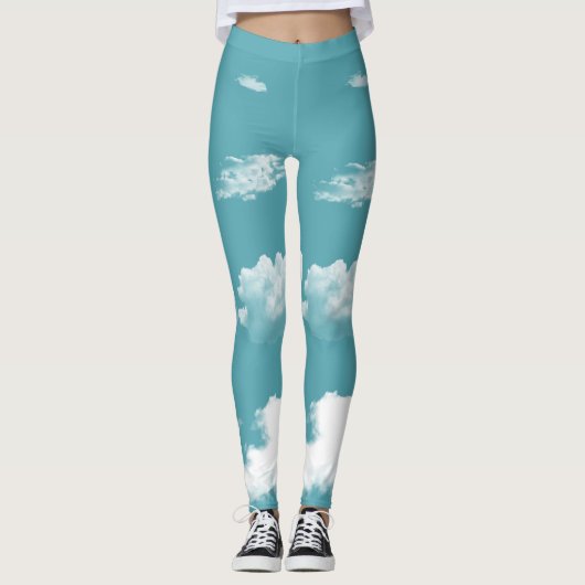 Witte wolken Leggings (Voorkant)