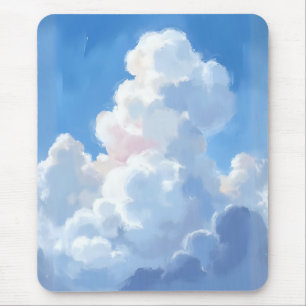 Witte Wolken Mooie Blauwe Lucht Aquarel Muismat