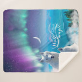 Witte wolven gepersonaliseerd sherpa deken (Voorkant (horizontaal))