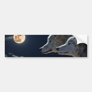 Witte wolven in de volle maan bumpersticker