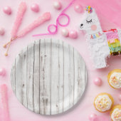 Witte Woodgrain  Rustiek Papieren Bordje (Feest)