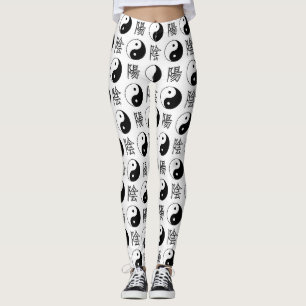 Witte Yinyang Symbool Chinese Patroon Leggings