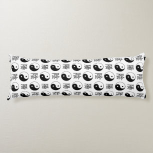 Witte Yinyang Symbool Chinese Patroon Lichaamskussen