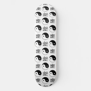 Witte Yinyang Symbool Chinese Patroon Skateboard