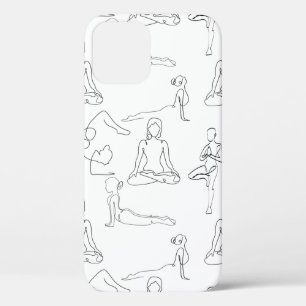 witte yoga posities lijntekeningen iPhone 12 hoesje