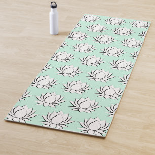Witte yogha met een motief van lotusbloem yogamat