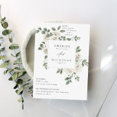 Witte Zachte Bloemen & Eucalyptus Bruiloft V2 Kaart