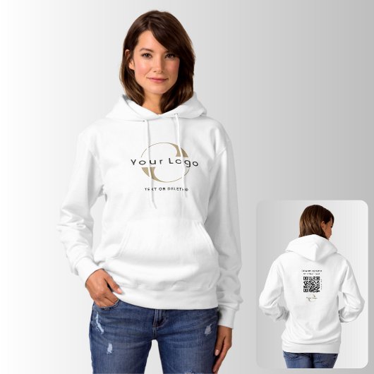 Witte Zakelijke logo QR code Bedrijfmerk Vrouwen Hoodie