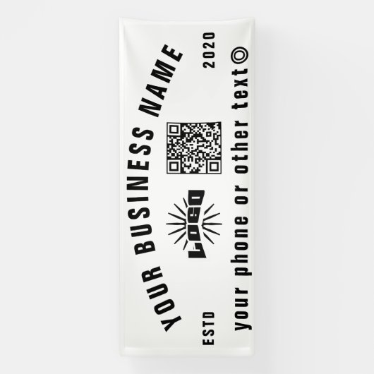 Witte Zakelijke logo Qr-code openlucht 10 ' lang V Spandoek (Verticaal)
