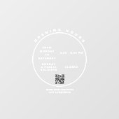 Witte zakelijke openingstijden rond modern script raamsticker (Vel)