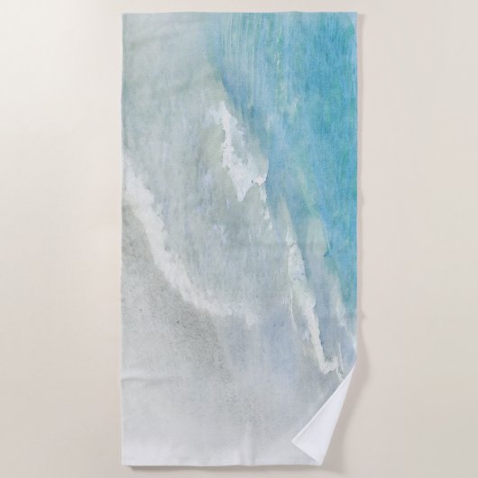 Witte zand-beugel Waterverf - Blauwgroen Aqua Turq Strandlaken (Voorkant)