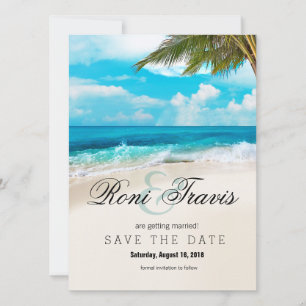 Witte Zand Strand Palmboom Bewaar de Datum Save The Date
