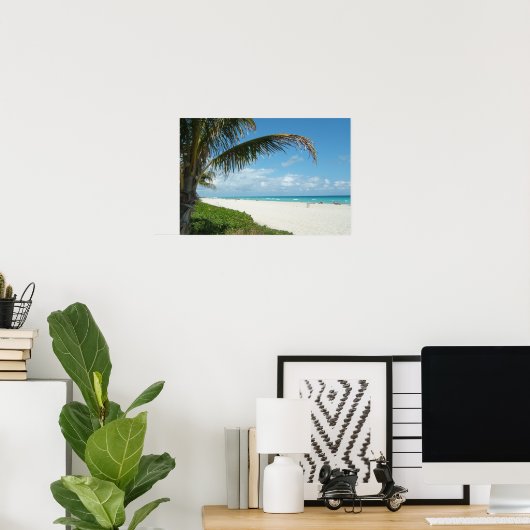 Witte zandbak met handpalm poster (Thuiskantoor)
