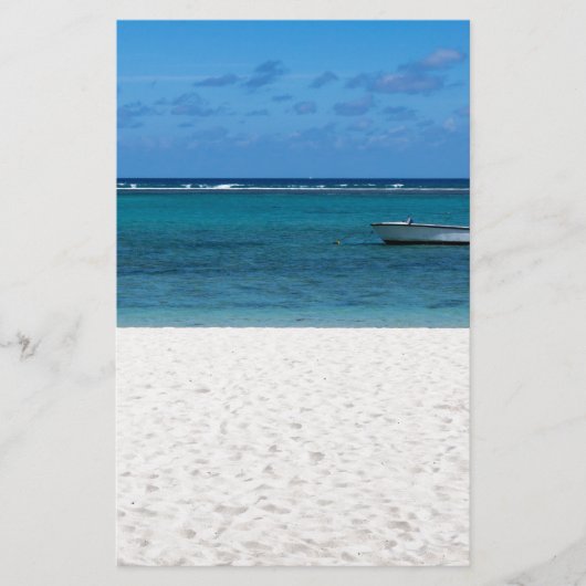 Witte zandstrand van Flic en Flac Mauritius overlo Briefpapier (Voorkant)