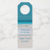 Witte Zandstrand Wijnfles Favoriet Tag Flessenhanger (Voorkant)