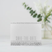 Witte Zebra Glitter Lovertjes Glam Sla de Datum Op Aankondigingskaart (Staand voorkant)
