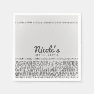 Witte Zebra Glitter Pailletten Glam Feest Servetten