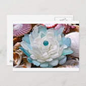 Witte Zee Glazen Bloem Briefkaart (Voorkant / Achterkant)