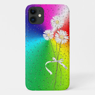 witte zeeduivel met regendruppels op regenboog iPhone 11 hoesje