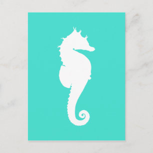 Witte Zeepaard op Turquoise Briefkaart