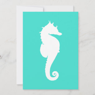 Witte Zeepaard op Turquoise Kaart