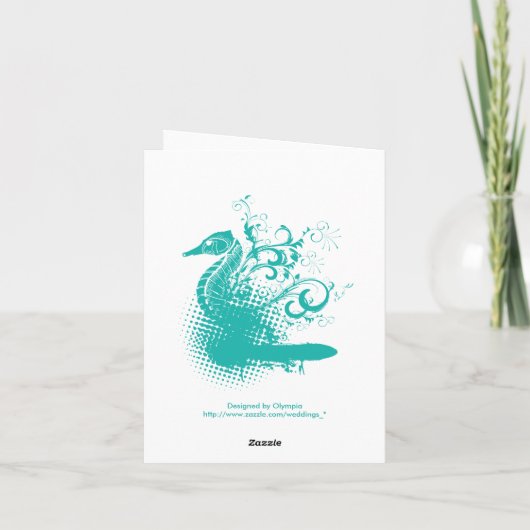 Witte zeepaardje licht zee groen bruiloft Bedankt (Achterkant)