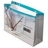 Witte zeeschelpen op een tropische strand verjaard groot cadeauzakje (Voorkant Gekanteld)