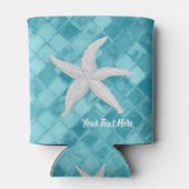 Witte Zeester Aqua Zee Glas Jouw tekst Blikjeskoeler (Achterkant)