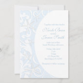 Witte Zeester Blauw Strand Huwelijksuitnodigingen Kaart (Voorkant)