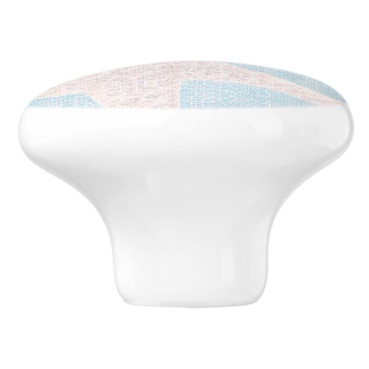 Witte Zeester & Blauwe Burlap Elegant Strand Keramische Knop (Zijkant)