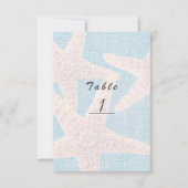 Witte Zeester & Blauwe Jute Strand Tafelnummer (Voorkant)