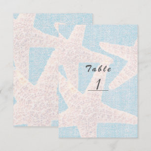 Witte Zeester & Blauwe Jute Strand Tafelnummer