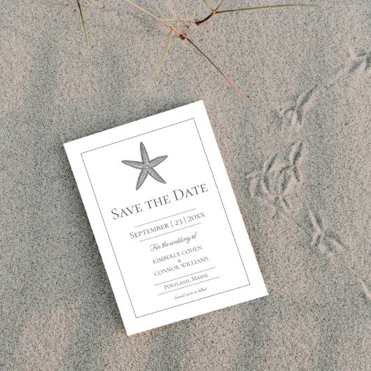Witte Zeester Monogram Foto Save The Date