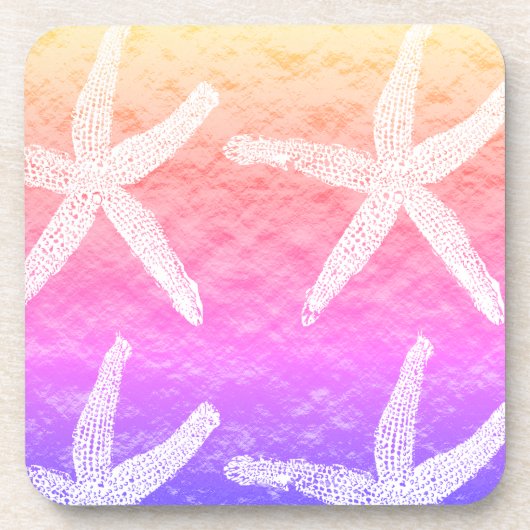 Witte Zeester Patronen Gouden Folie Roze Paars Bier Onderzetter (Voorkant)