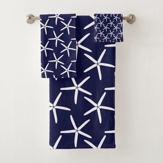 Witte zeester tegen een blauwe achtergrond bad handdoek (Insitu)