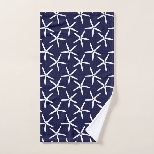 Witte zeester tegen een blauwe achtergrond bad handdoek (Handdoek)