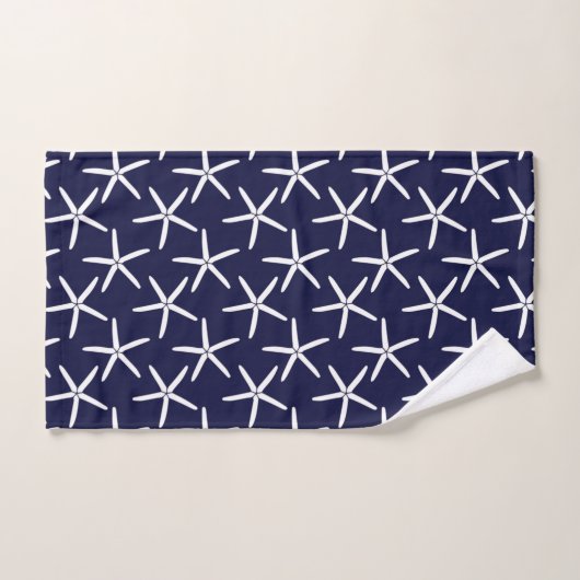 Witte zeester tegen een blauwe achtergrond bad handdoek (Handdoek)
