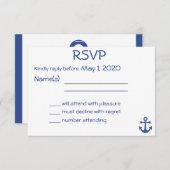 Witte Zeevaart Bruiloft RSVP Kaart Met Anker (Voorkant / Achterkant)