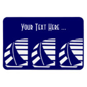 Witte Zeilboten op Blue Deco Custom Flexi Magnet Magneet (Horizontaal)